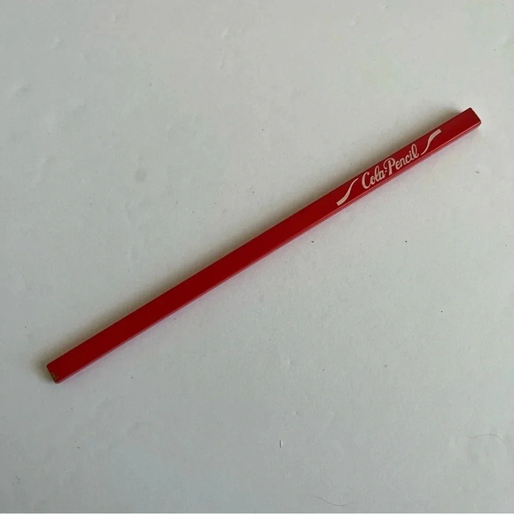 VTG Cola Flat Pencil Unsharpened Red Soda Pop Advertisement Ribbon 1983 Japan - Picture 1 of 2